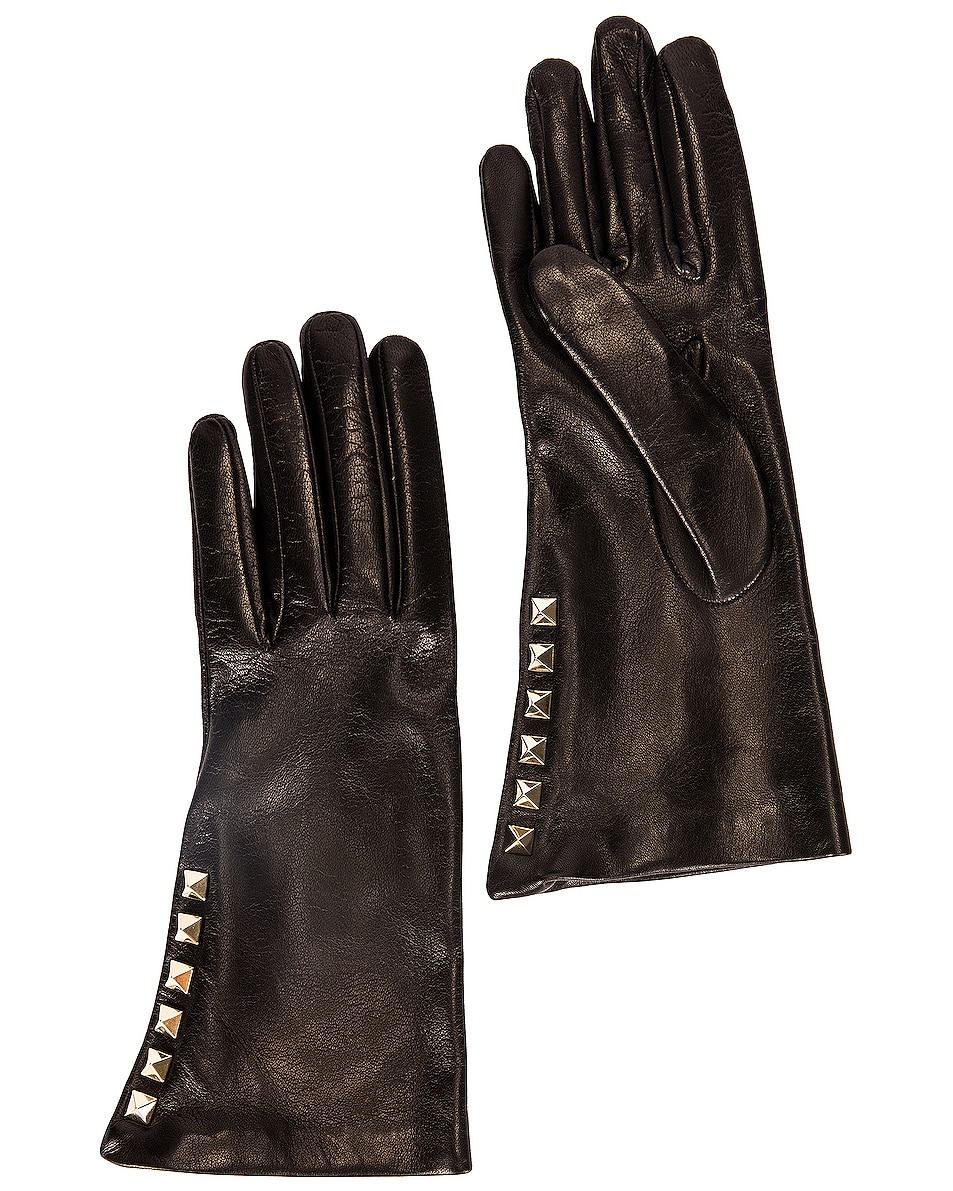 Image 1 of Valentino Garavani Vlogo Gloves in Nero