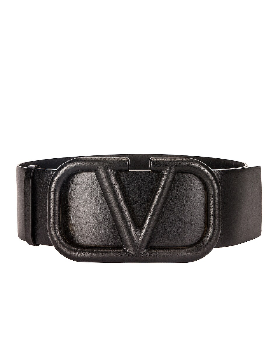 Image 1 of Valentino Garavani Vlogo Leather Belt in Black