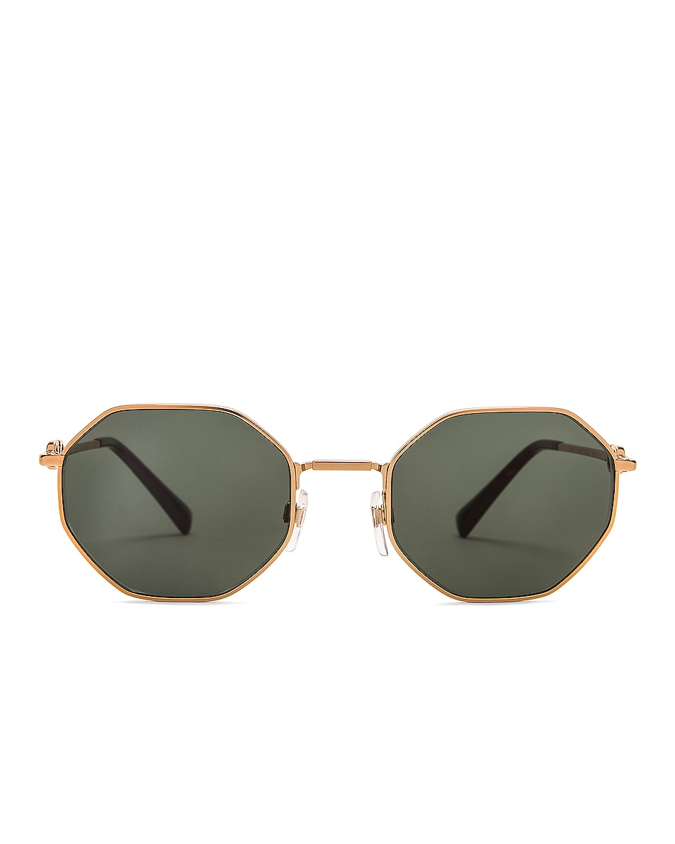 Valentino Garavani Vlogo Chain Metal Sunglasses in Green & Pale Gold FWRD