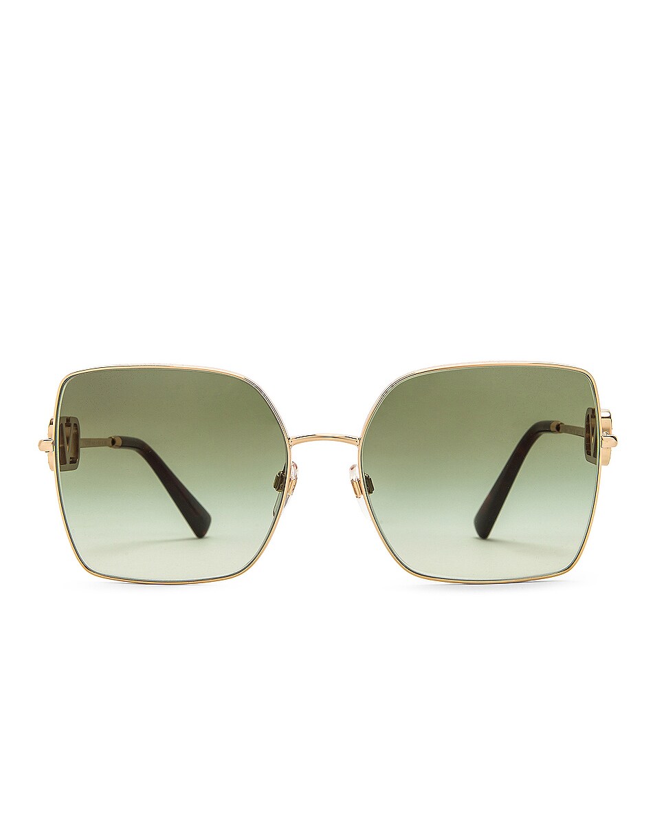Image 1 of Valentino Garavani Metal Square Sunglasses in Green & Gold