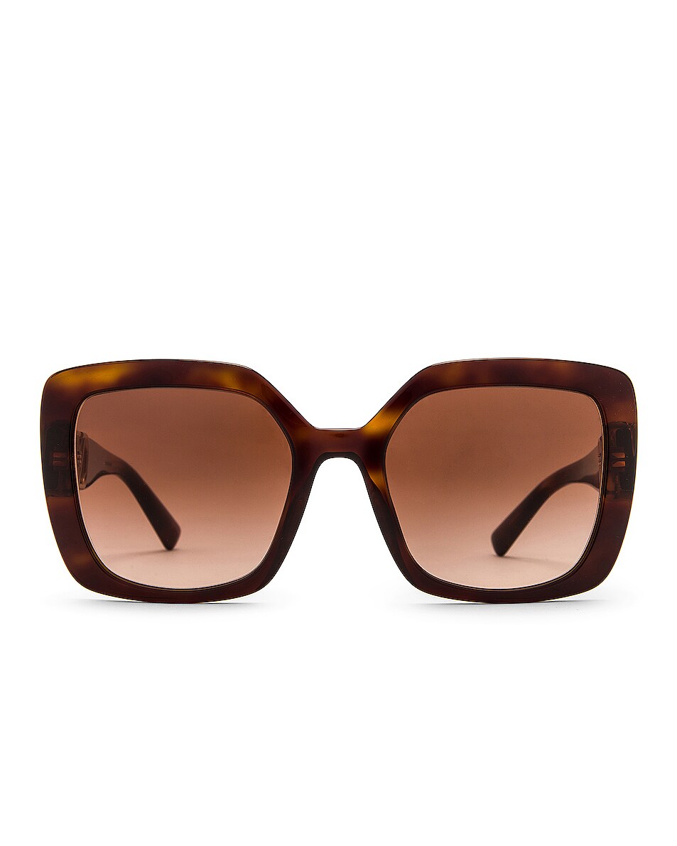 Image 1 of Valentino Garavani Square Acetate Sunglasses in Havana Brown