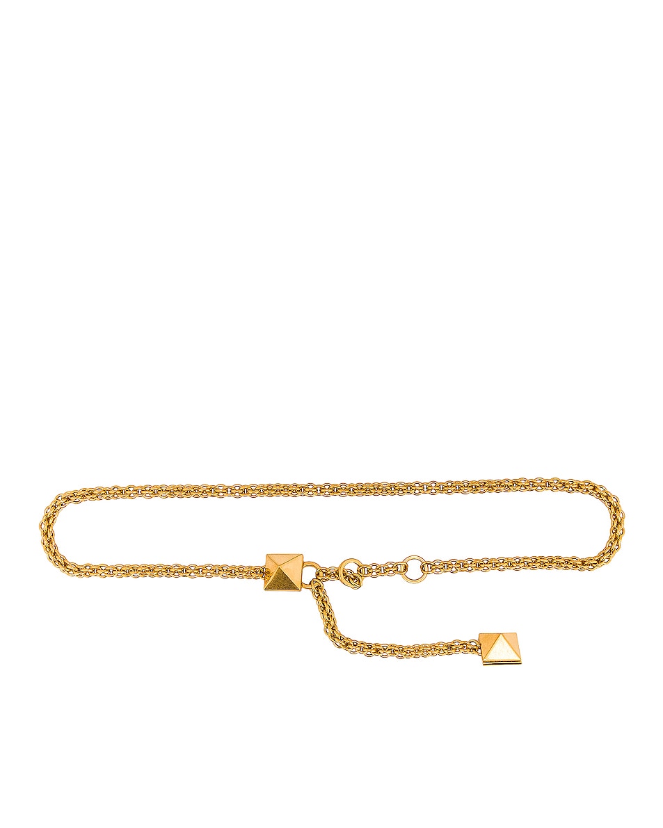 Image 1 of Valentino Garavani Roman Stud Chain Belt in Antique Brass