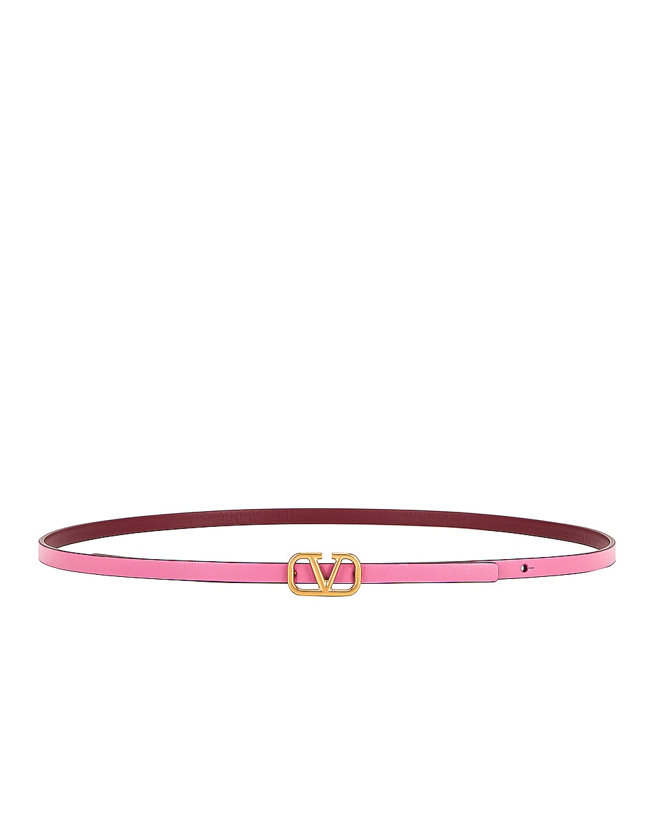 Image 1 of Valentino Garavani VLogo Signature Belt in Dawn Pink & Cerise