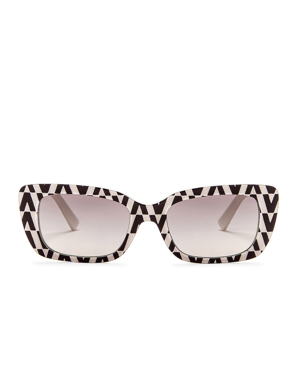 Image 1 of Valentino Garavani Maxi Stud Sunglasses in V Black Fantasy & Ivory