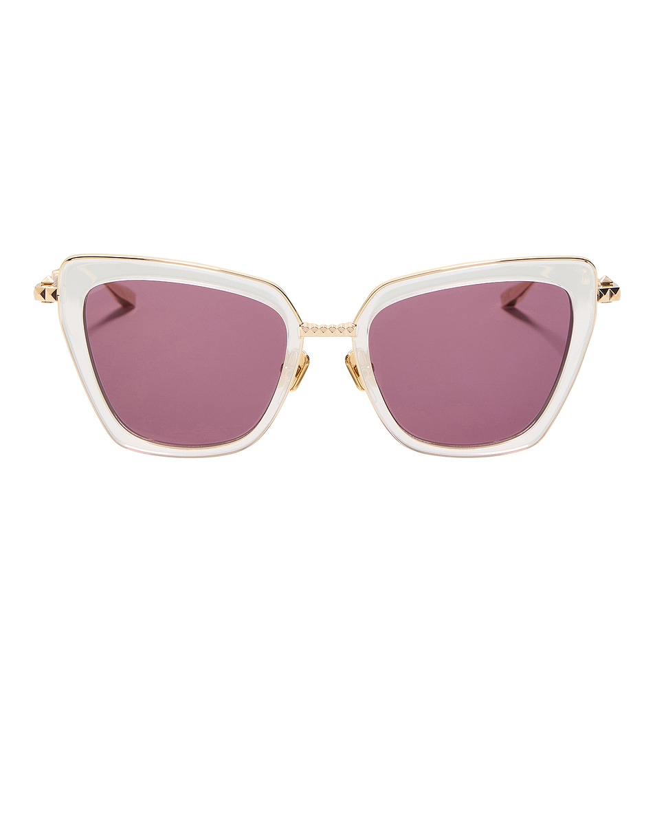 Image 1 of Valentino Garavani V-Daydream II Sunglasses in Cloudy Ivory, V-light Gold, & Bordeaux