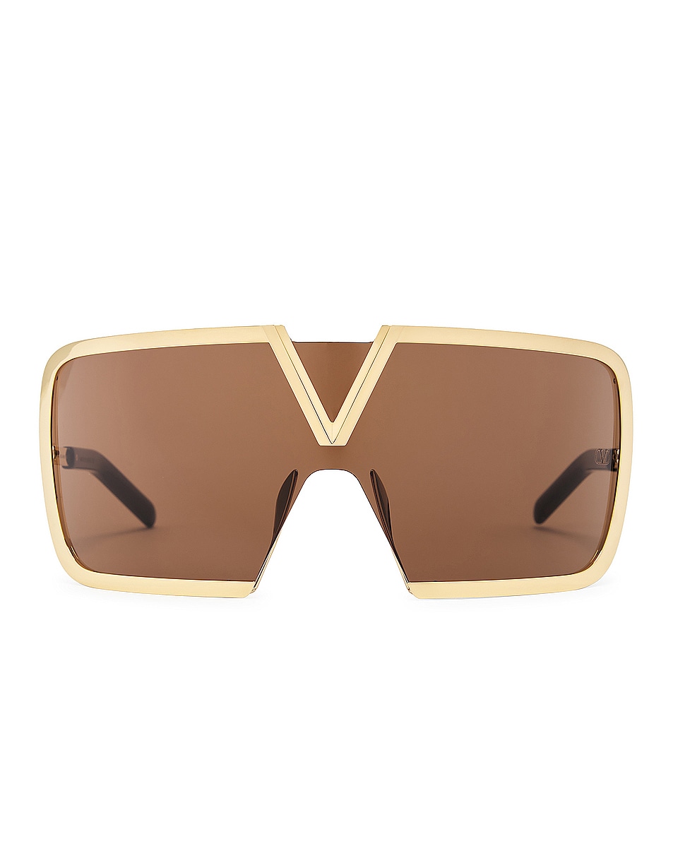 Image 1 of Valentino Garavani V-Romask Sunglasses in Gold & Brown