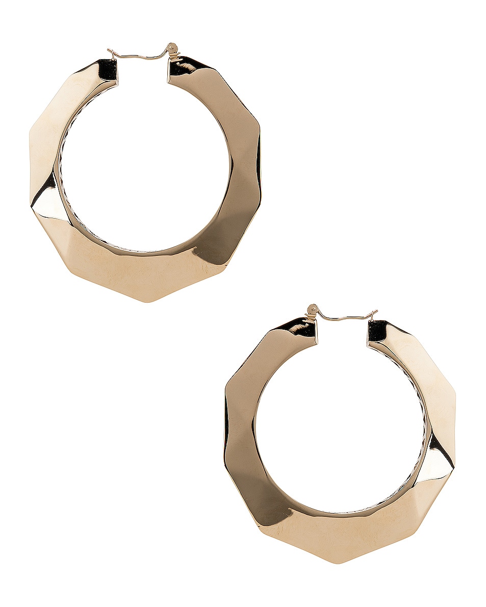Image 1 of Valentino Garavani Logo Hoop Earrings in Platinum