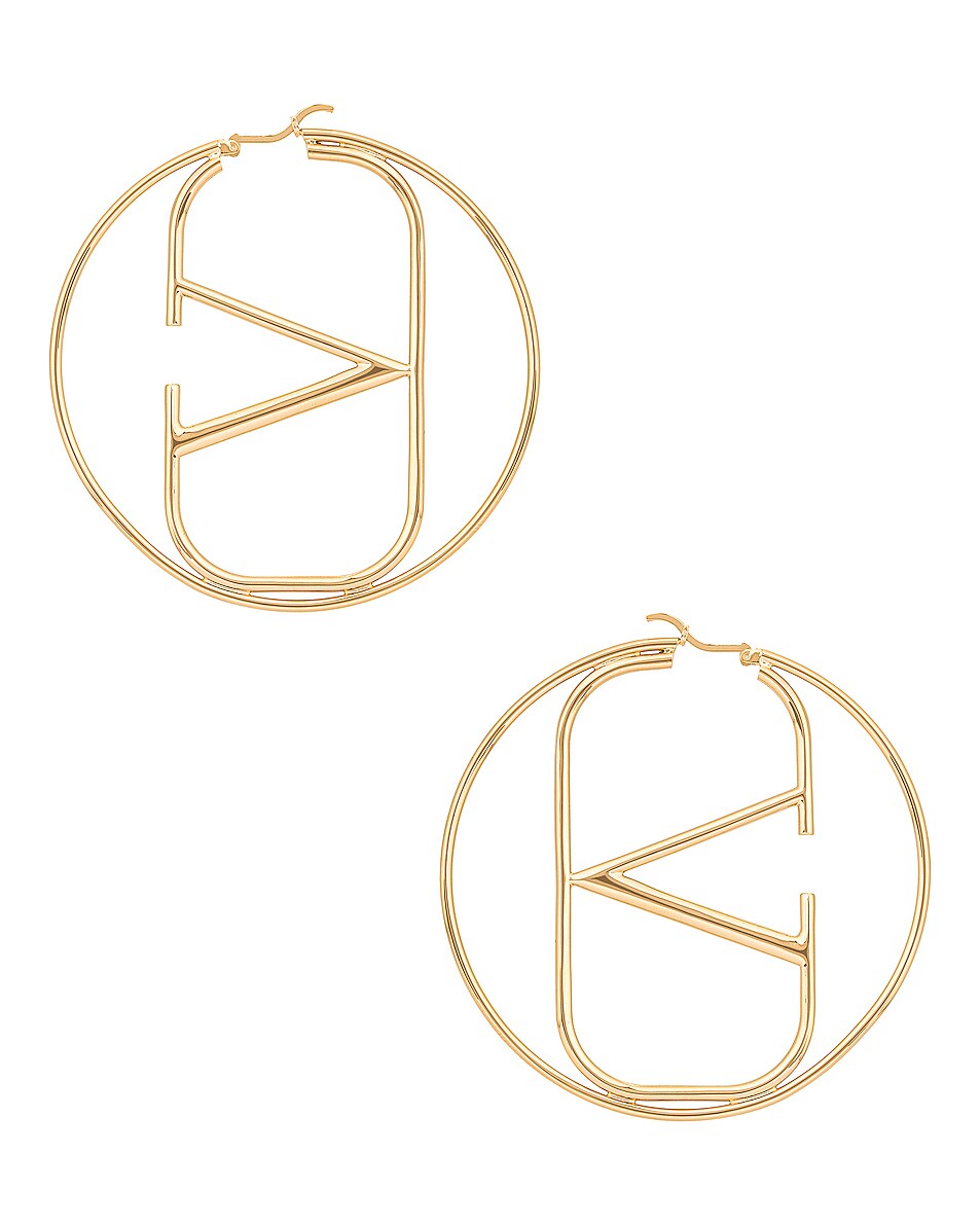 Image 1 of Valentino Garavani VLogo Hoop Earrings in Oro