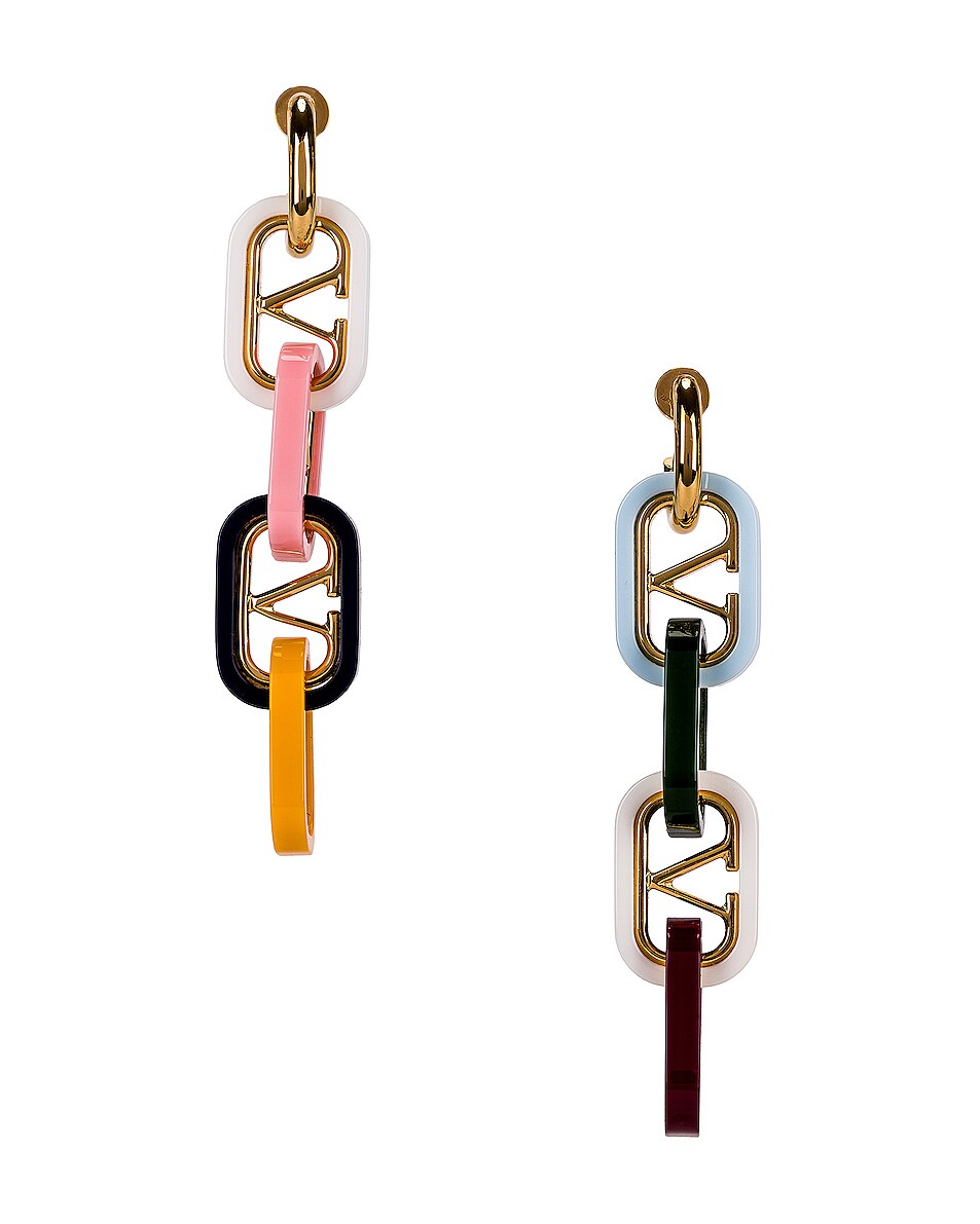 Image 1 of Valentino Garavani Pendant Earrings in Gold & Multicolor