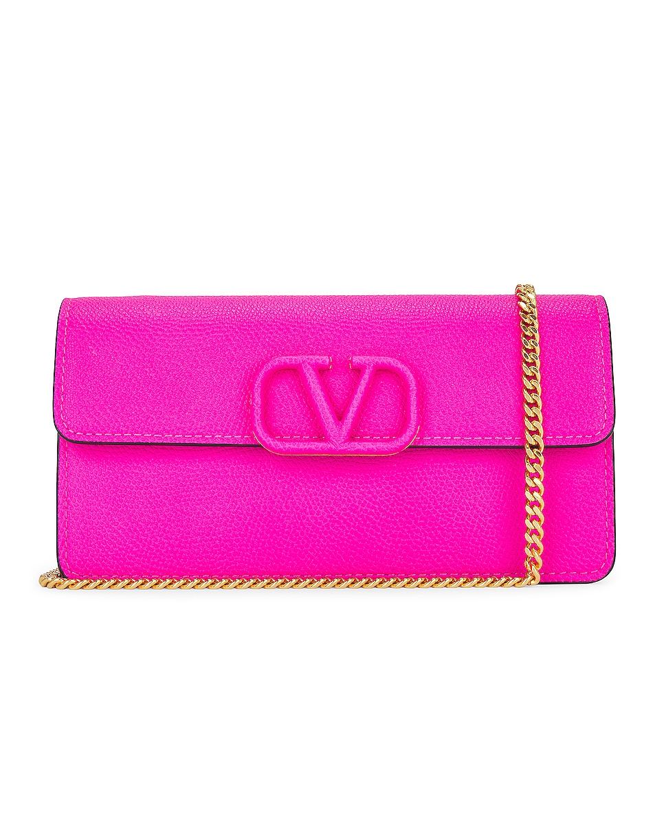 Image 1 of Valentino Garavani V Logo Signature Wallet On Chain in Pink