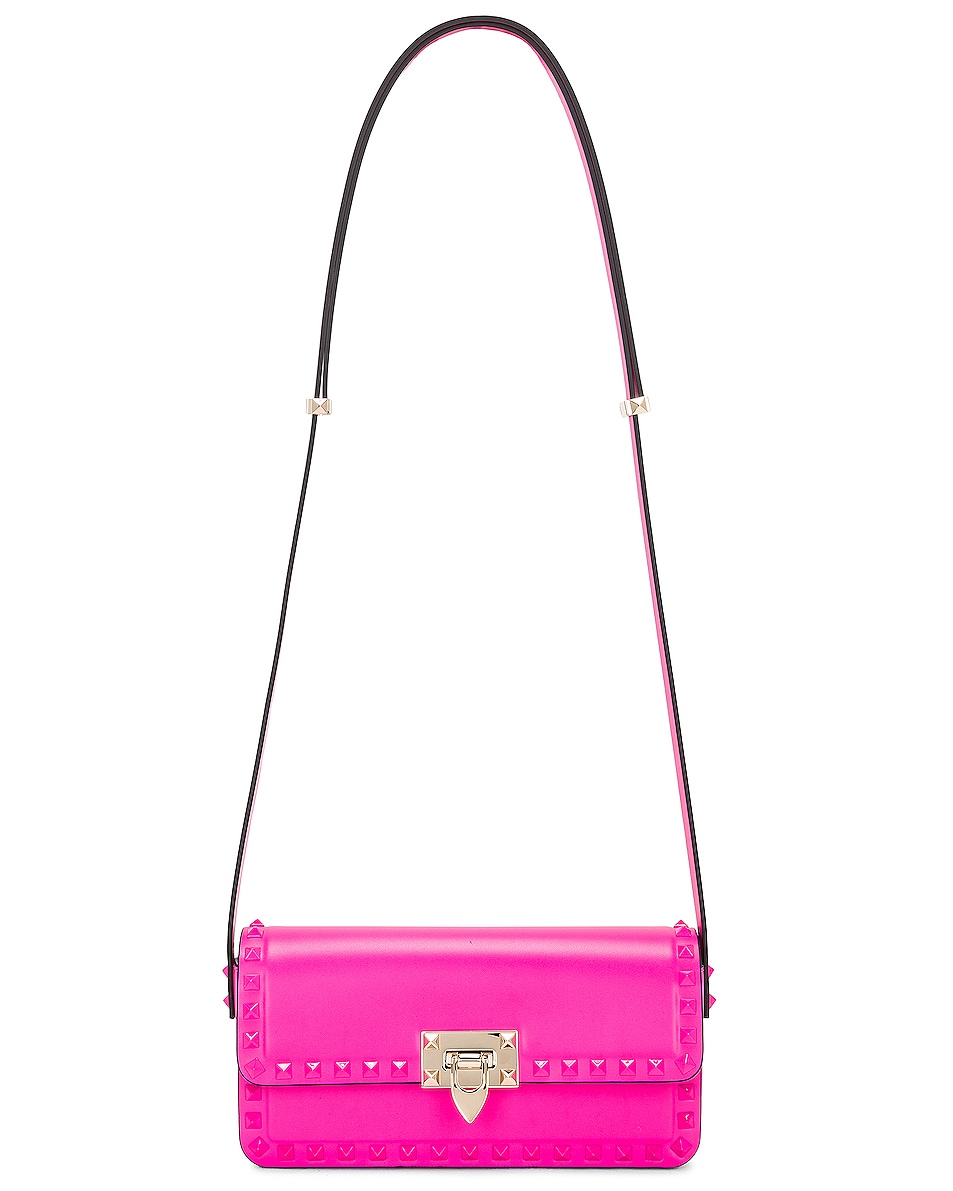 Image 1 of Valentino Garavani East West Rockstud Shoulder Bag in Pink