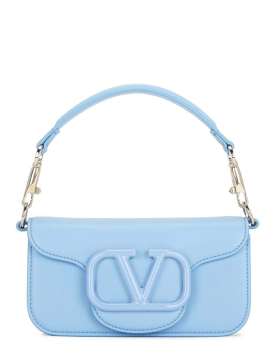 Image 1 of Valentino Garavani Loco Small Shoulder Bag in Popeline Blue