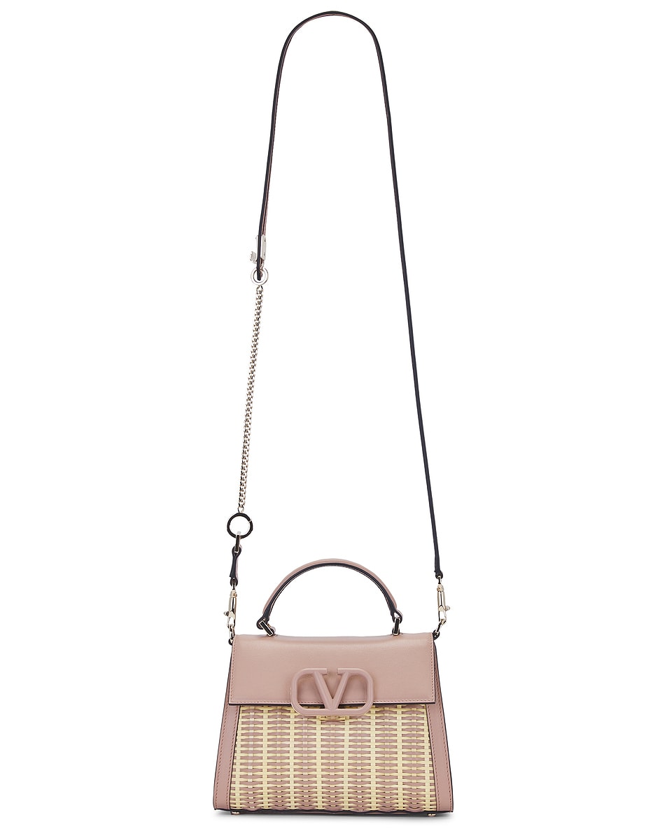 Image 1 of Valentino Garavani V Sling Small Top Handle Bag in Naturale & Rose Cannelle