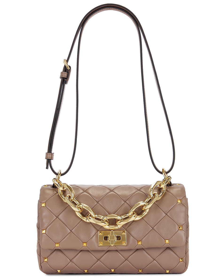 Image 1 of Valentino Garavani Rockstud Spike Small Shoulder Bag in Clay