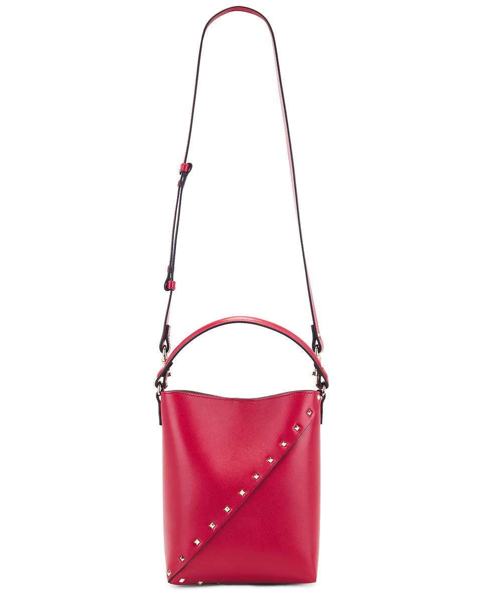 Image 1 of Valentino Garavani Rockstud Wispy Bucket Bag in Rosso