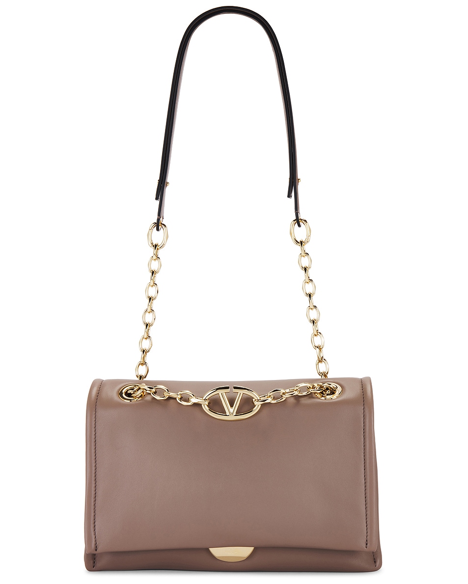 Image 1 of Valentino Garavani V Logo Chain Small Shoulder Bag in Clay