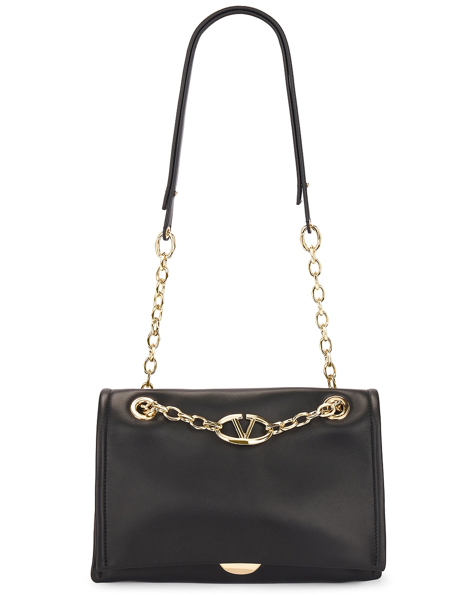 Image 1 of Valentino Garavani V Logo Chain Small Shoulder Bag in Nero