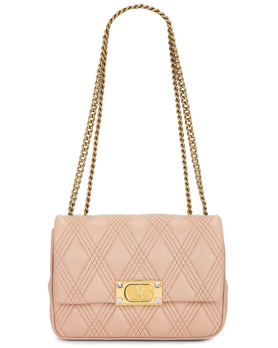 Image 1 of Valentino Garavani Quiltie 67 Medium Shoulder Bag in Rose Cannelle