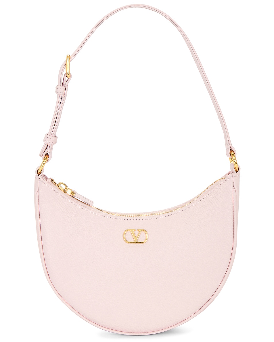 Image 1 of Valentino Garavani V Logo Signature Mini Hobo Bag in Rose Quartz