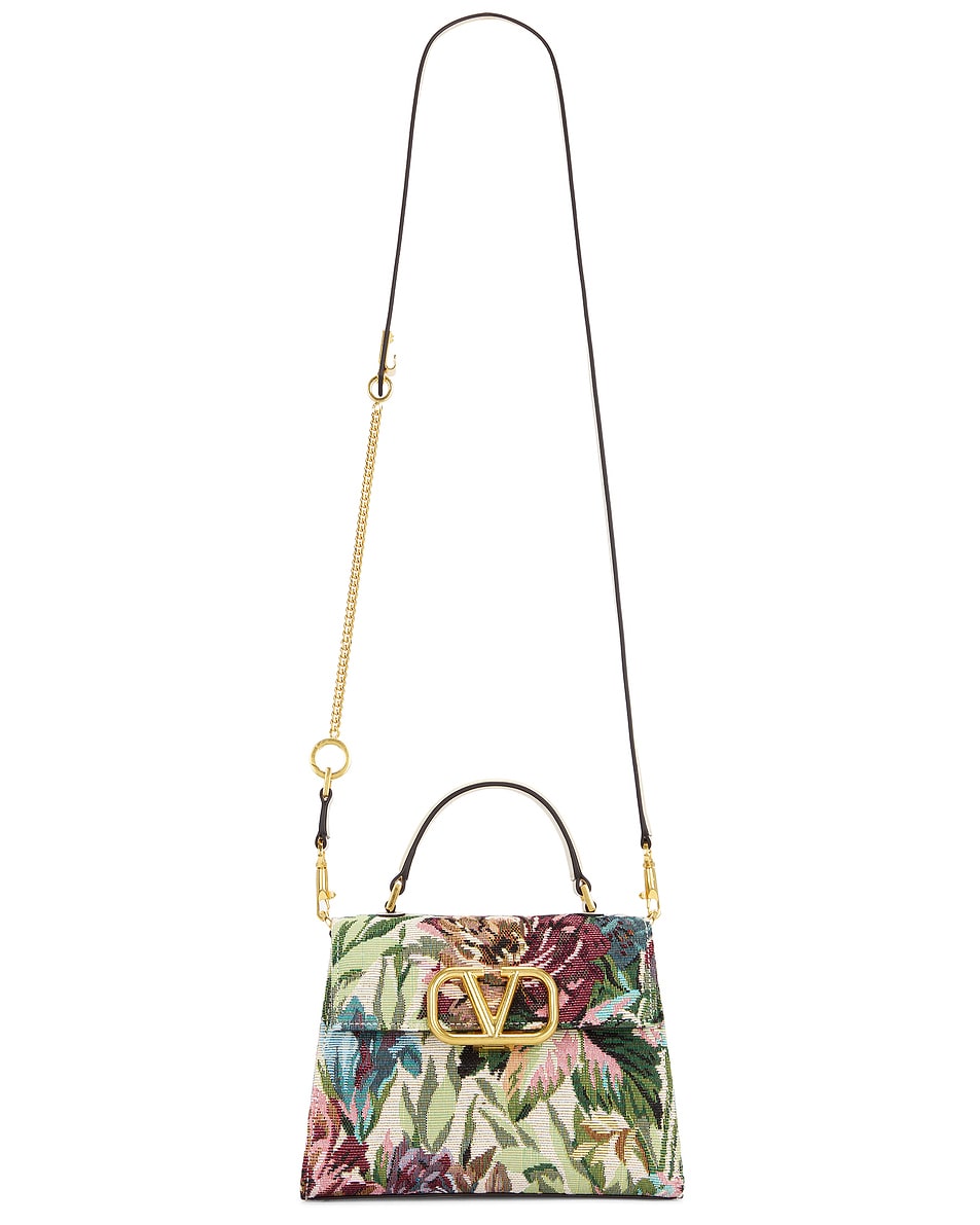 Image 1 of Valentino Garavani V Sling Small Top Handle Bag in Multicolor & Butter White
