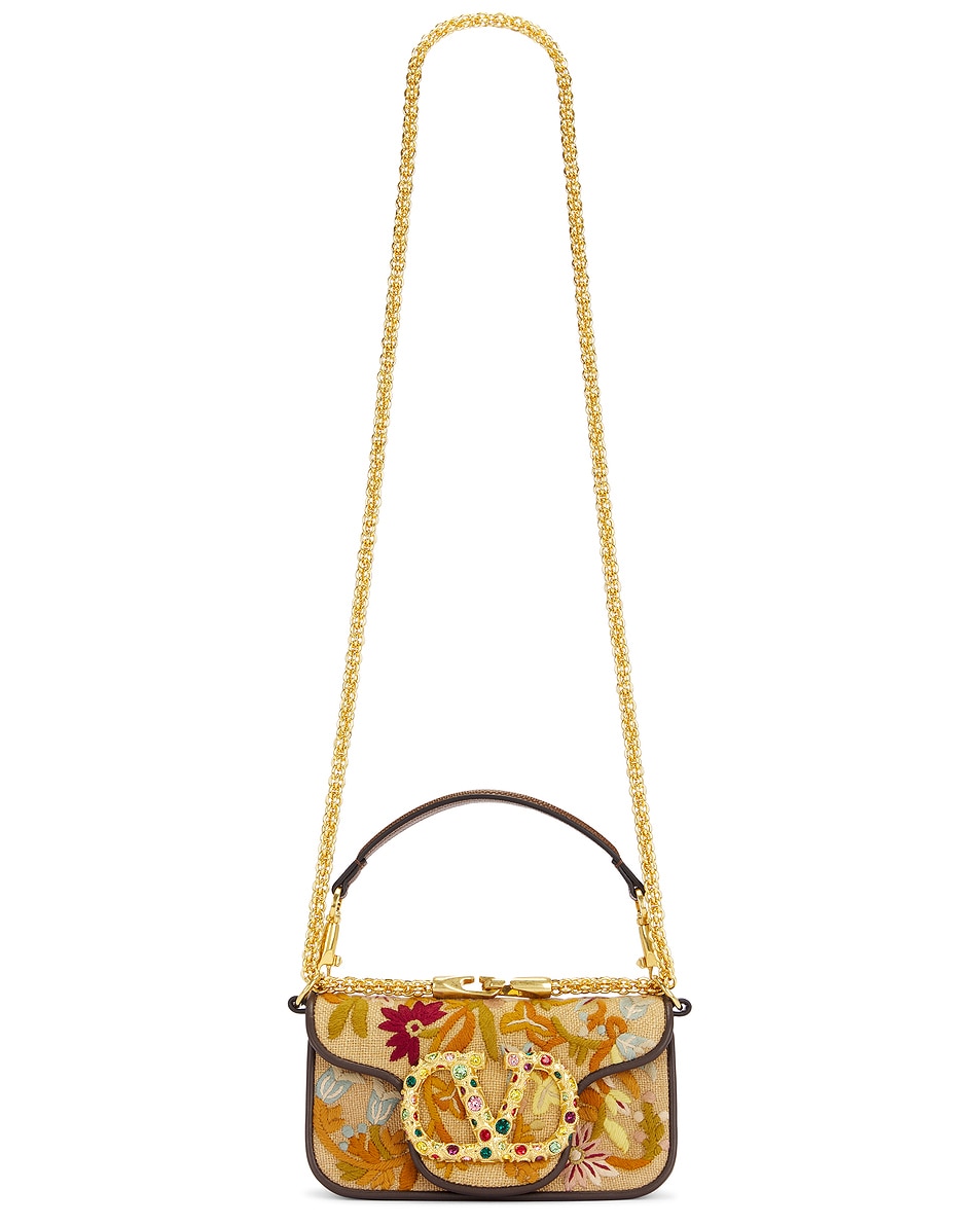 Image 1 of Valentino Garavani Loco Small Shoulder Bag in Multicolor & Tabac Brown