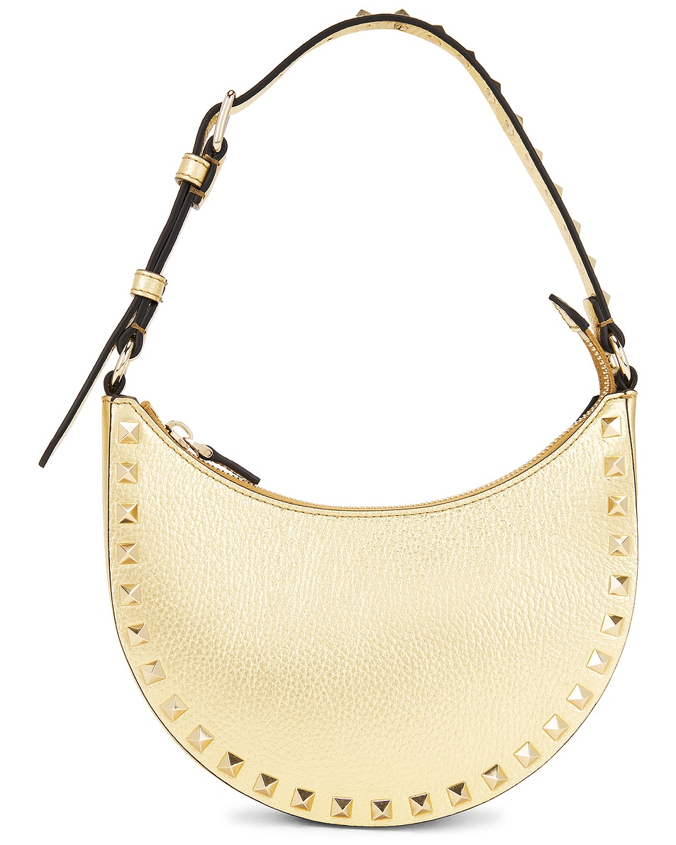 Image 1 of Valentino Garavani Rockstud Mini Hobo Bag in Old Gold