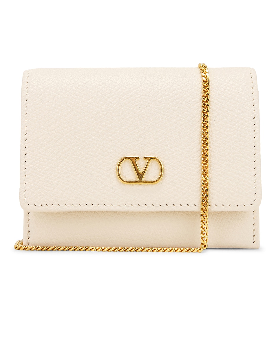 Image 1 of Valentino Garavani V Logo Signature Card Case in Light Ivory