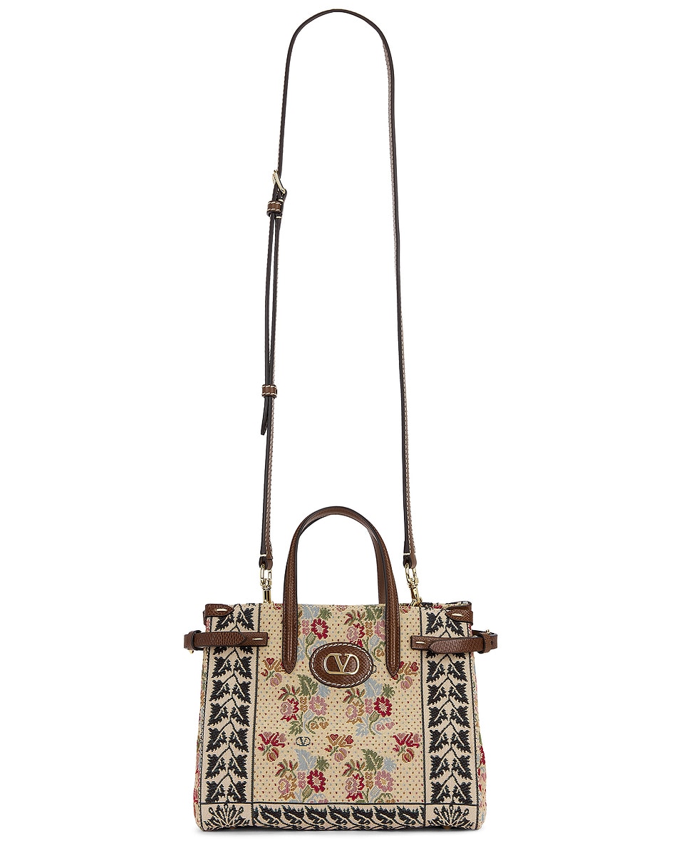 Image 1 of Valentino Garavani Antibes Small Tote Bag in Multicolor & Tabac Brown