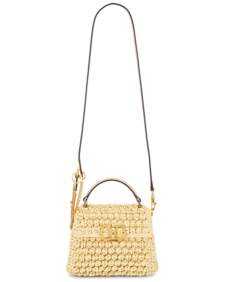 Image 1 of Valentino Garavani V Sling Mini Top Handle Bag in Naturale & Sahara Beige