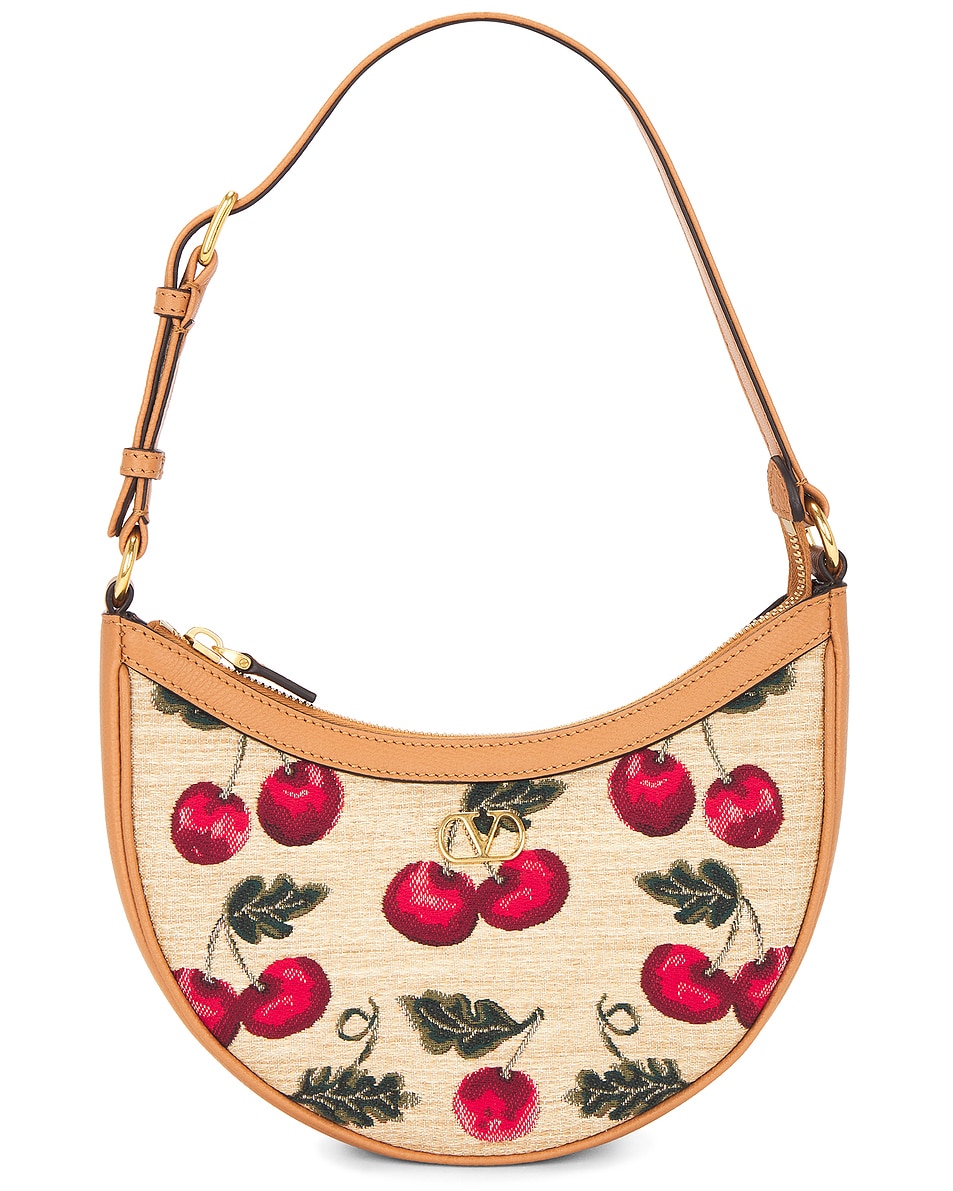 Image 1 of Valentino Garavani V Logo Signature Mini Hobo Bag in Naturale, Multicolor, & Natural Camel