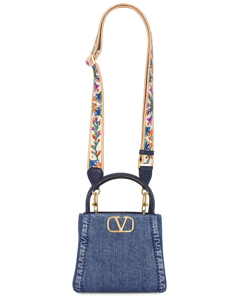 Image 1 of Valentino Garavani Alltime Small Double Handle Bag in Dark Denim, Multicolor, & Worker