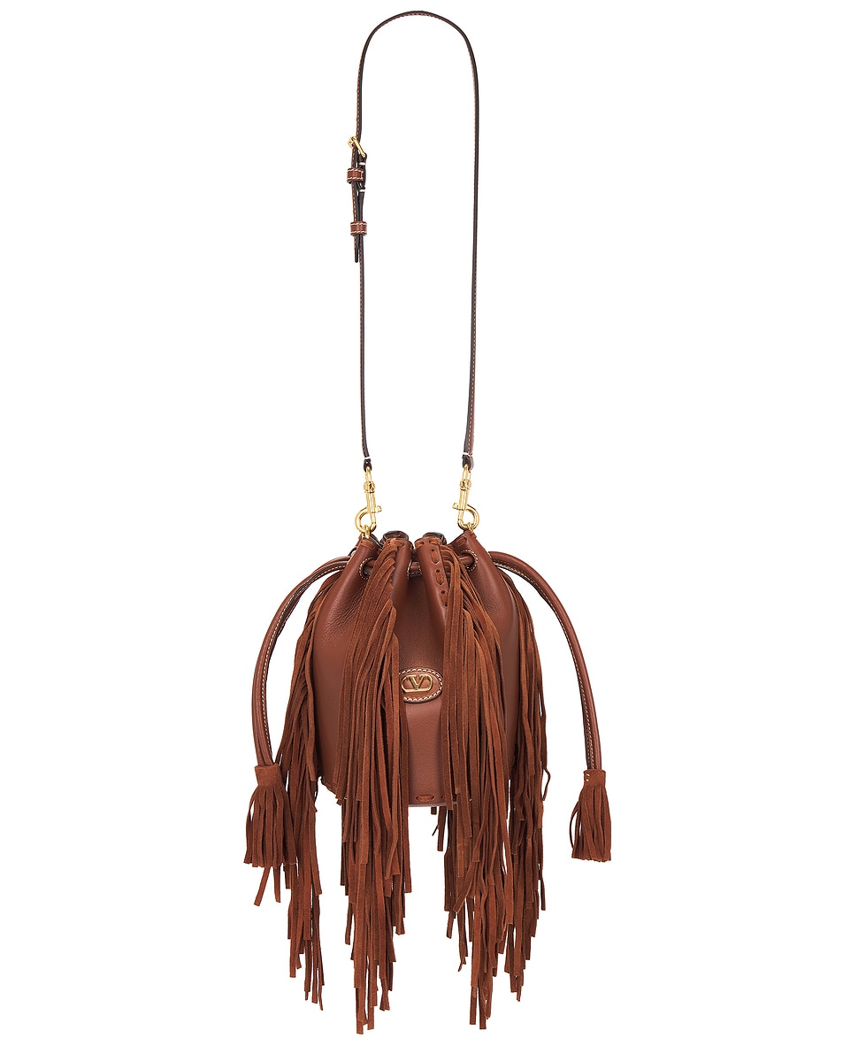 Image 1 of Valentino Garavani Nellcote Small Drawstring Bag in Deep Caramel