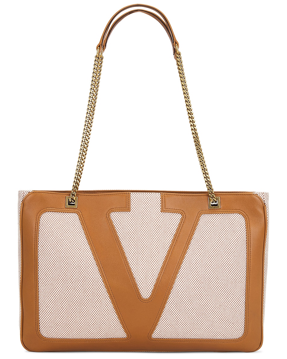 Image 1 of Valentino Garavani Viva Superstar Medium Tote Bag in Naturale, Tobacco, & Spice