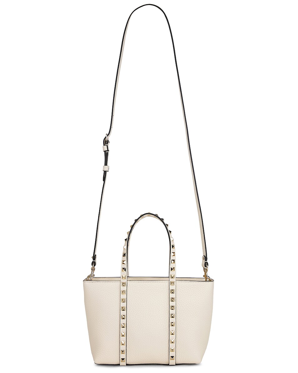 Image 1 of Valentino Garavani Rockstud Mini Tote Bag in Light Ivory