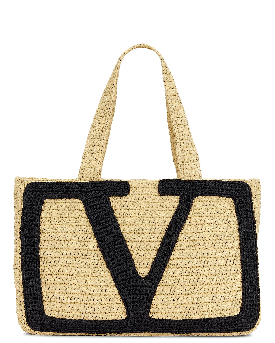 Image 1 of Valentino Garavani Viva Superstar Large Tote Bag in Naturale & Nero