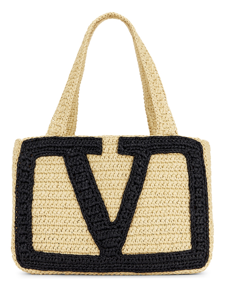Image 1 of Valentino Garavani Viva Superstar Medium Tote Bag in Naturale & Nero