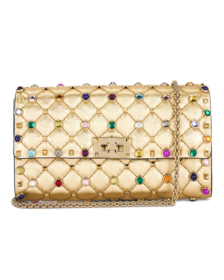 Image 1 of Valentino Garavani Rockstud Spike Shoulder Bag in Mekong, Soft Beige, & Multicolor