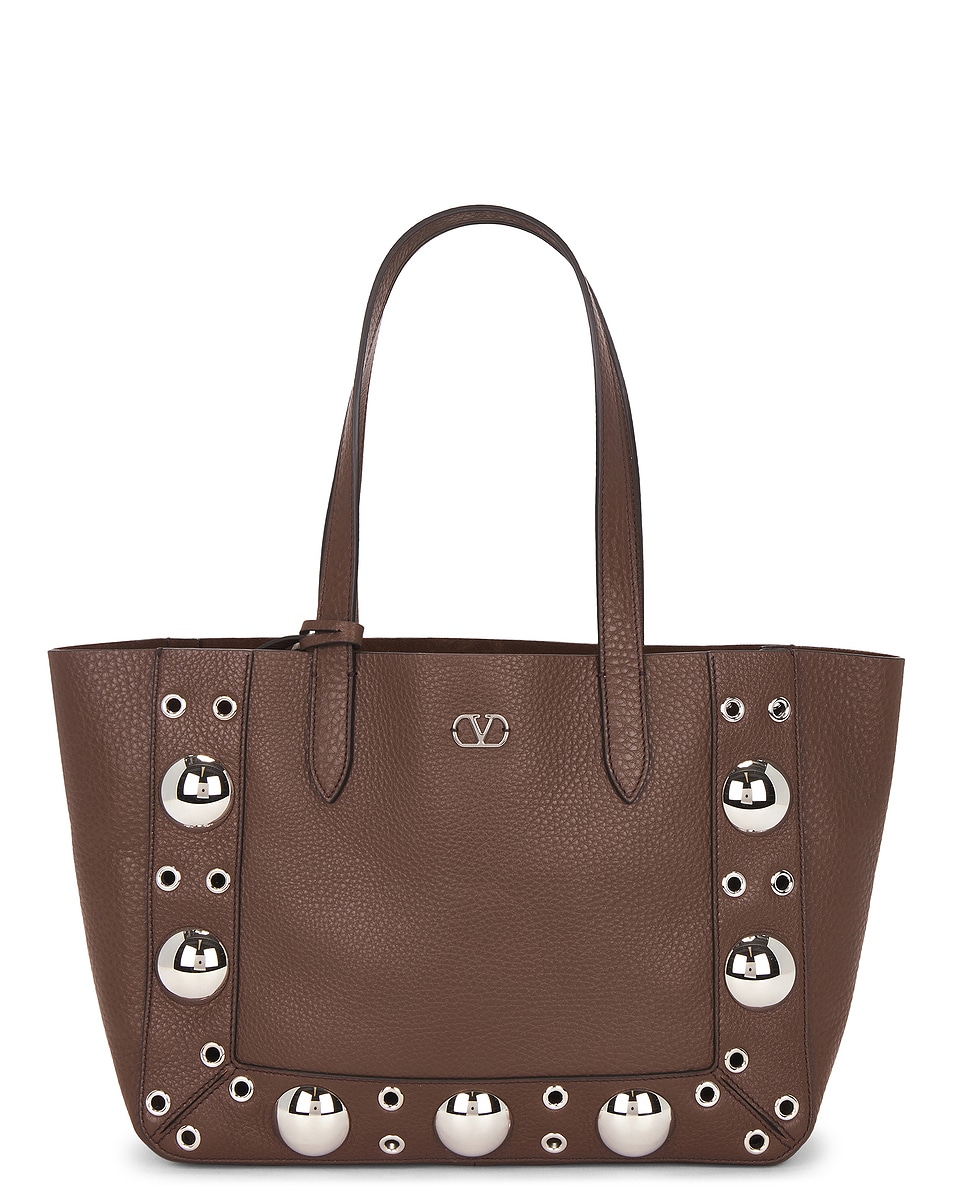 Image 1 of Valentino Garavani Nellcote Medium Tote Bag in Teak Brown