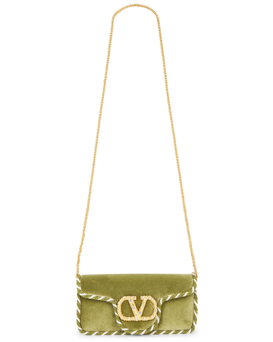Image 1 of Valentino Garavani Loco Clutch in Cactus Green