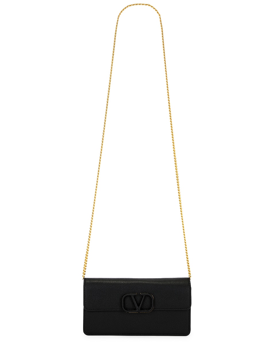 Image 1 of Valentino Garavani V Logo Signature Wallet On Chain in Nero