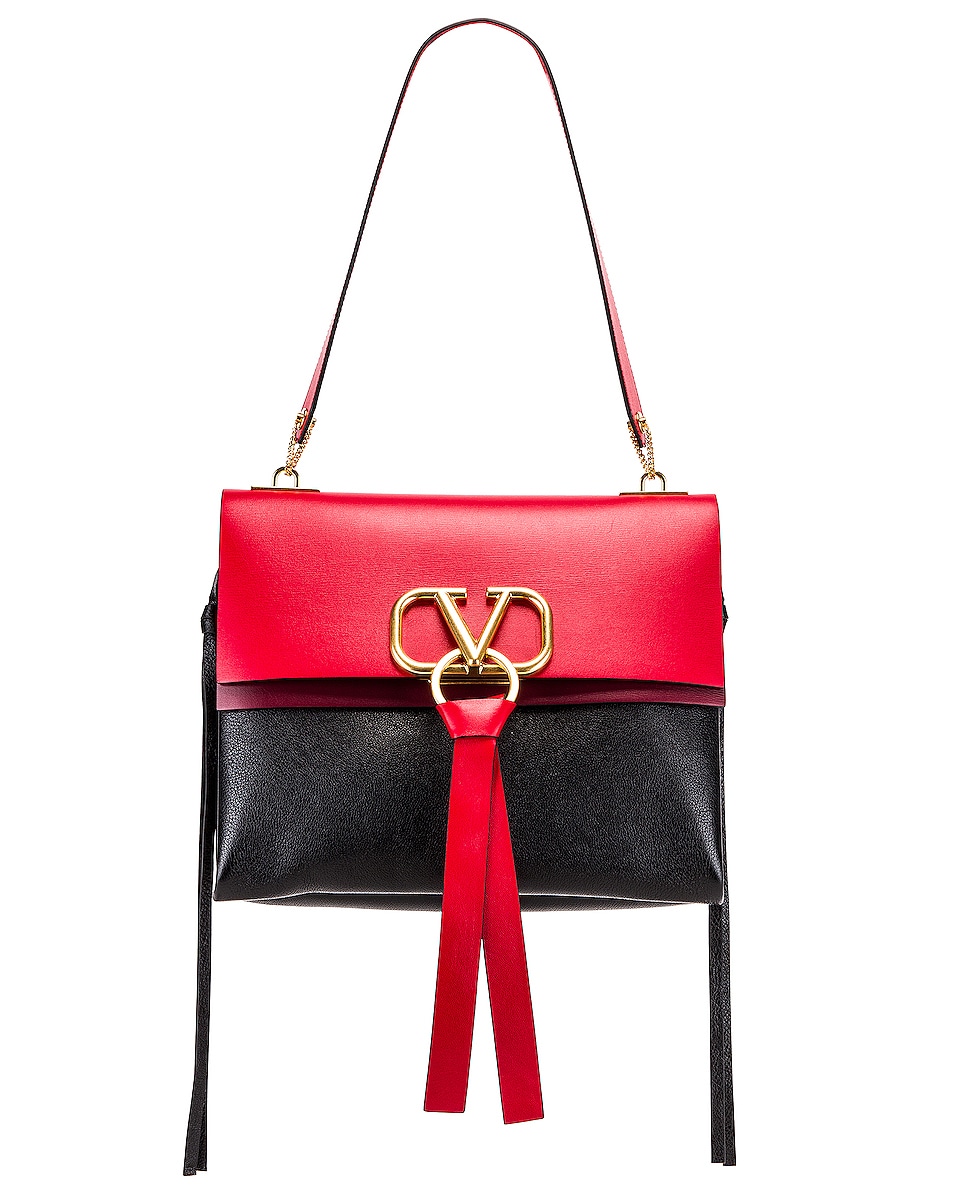 Image 1 of Valentino Garavani VRing Medium Shoulder Bag in Rouge
