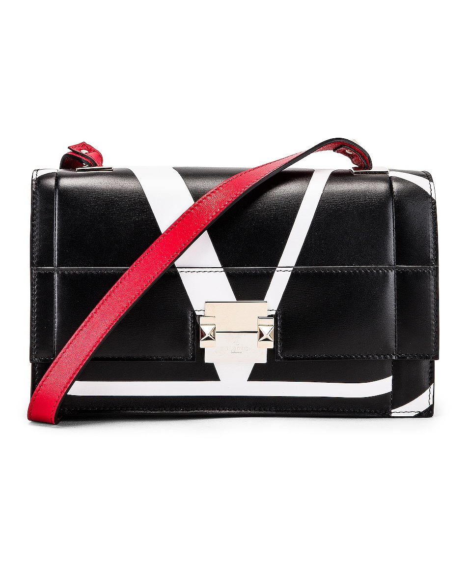 Image 1 of Valentino Garavani VLogo Shoulder Bag in Black & Red