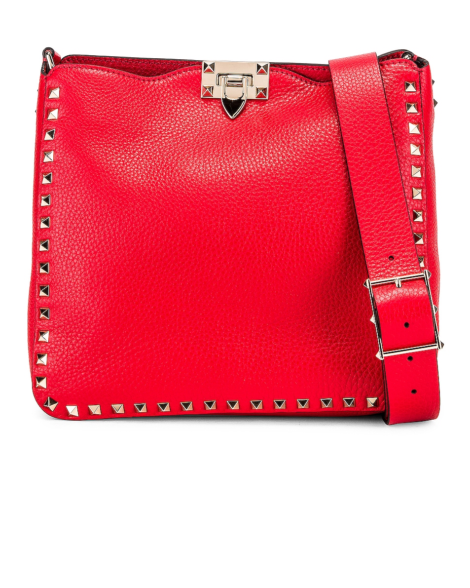 Image 1 of Valentino Garavani Rockstud Shoulder Bag in Red