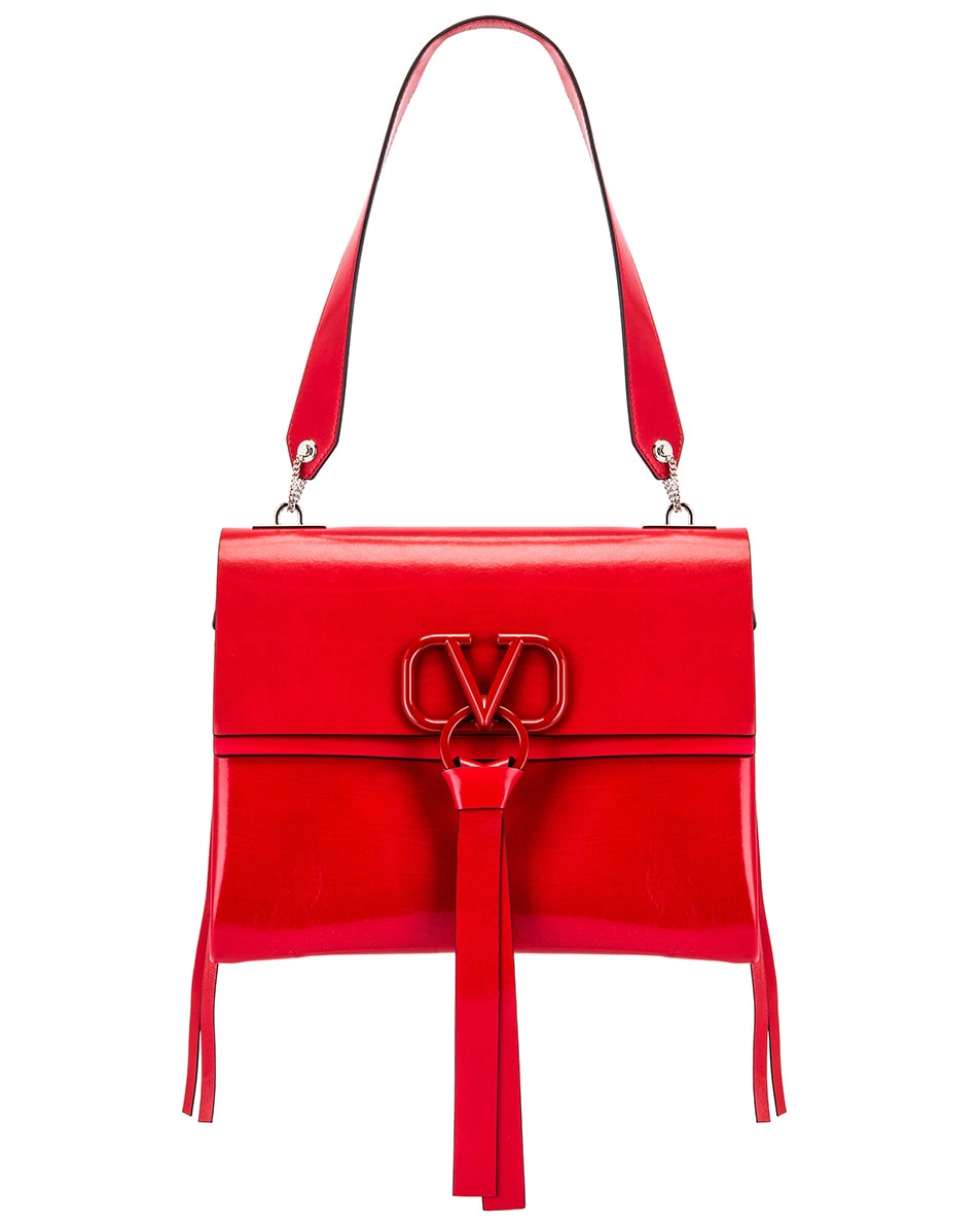 Image 1 of Valentino Garavani VLogo Ribbon Shoulder Bag in Red