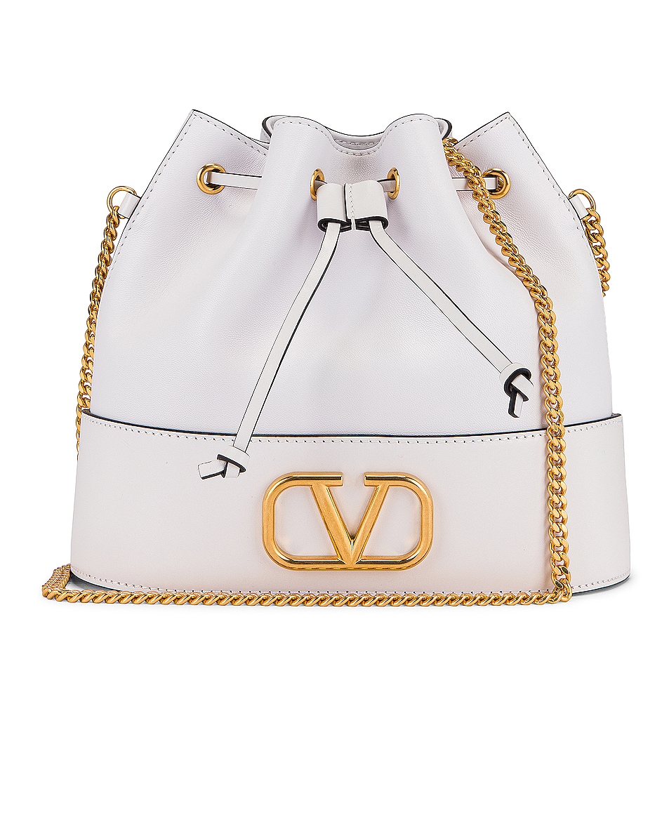 Image 1 of Valentino Garavani Vlogo Pouch Bag in Bianco Ottico
