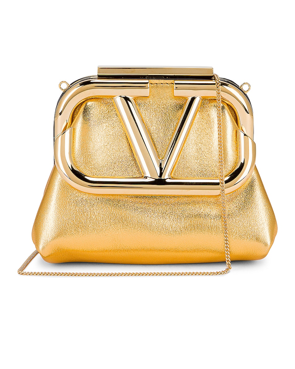 Image 1 of Valentino Garavani Mini Clutch in Soft Gold
