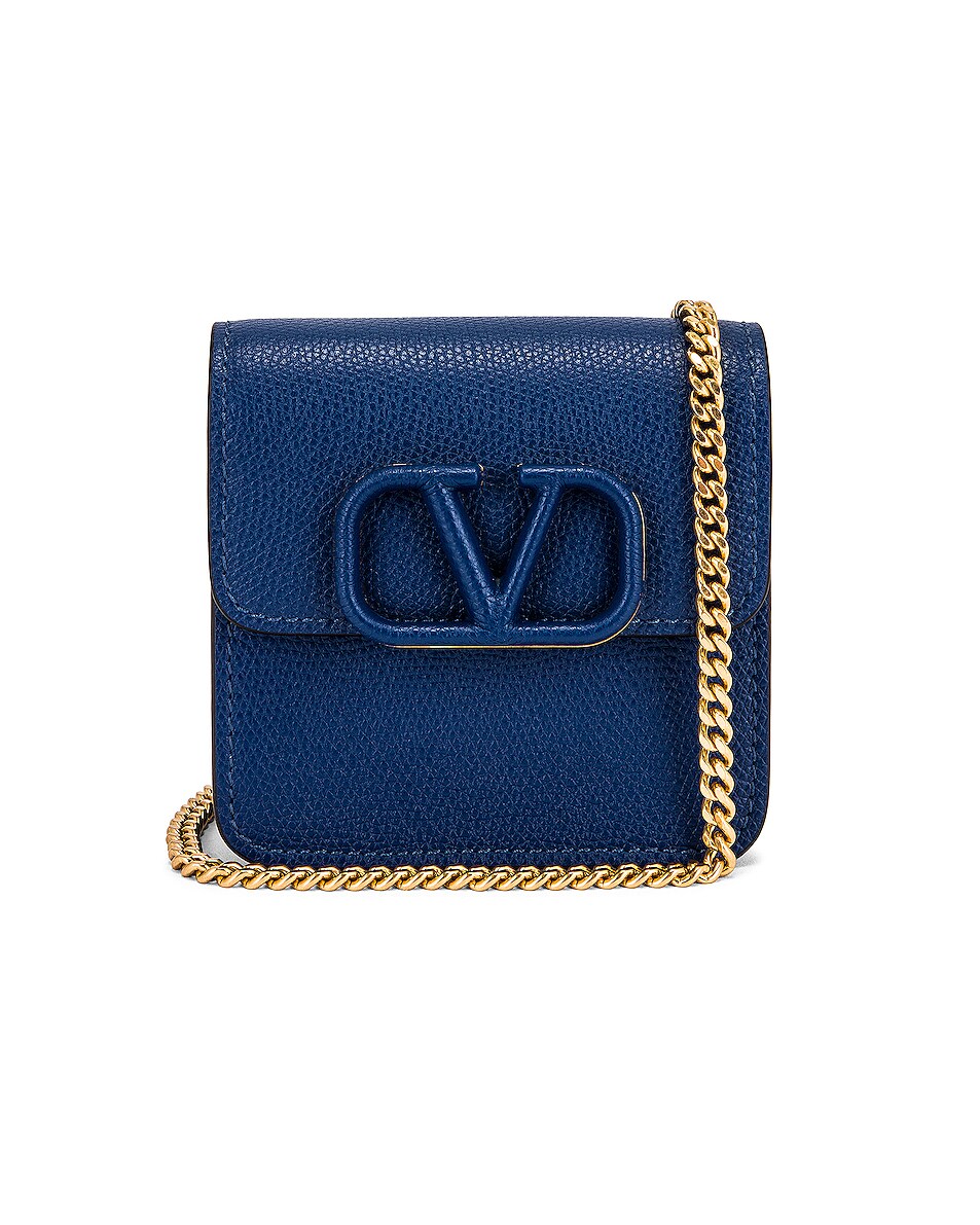 Image 1 of Valentino Garavani Small VSling Wallet on Chain Bag in Blu Delft