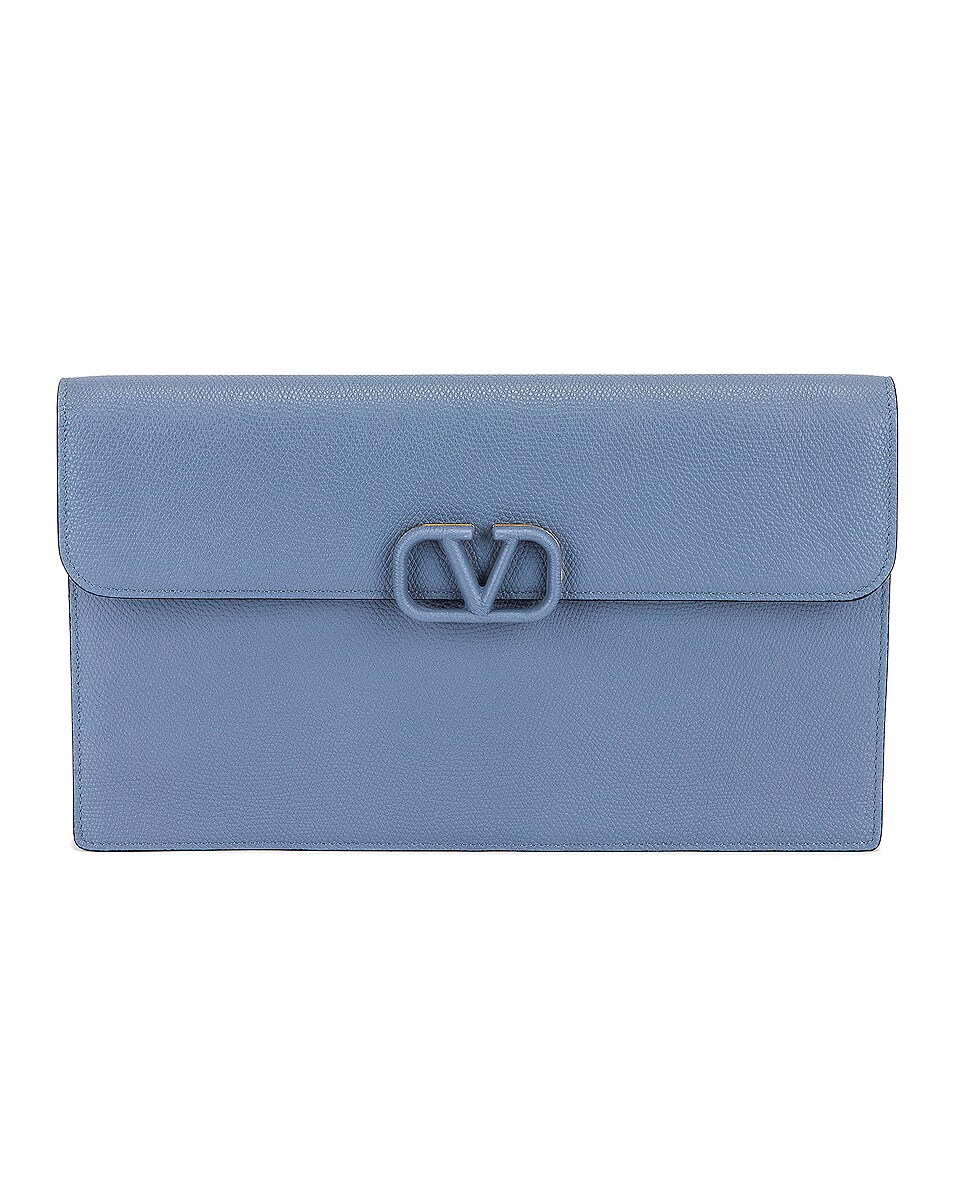 Image 1 of Valentino Garavani Large Flat Pouch in Blue