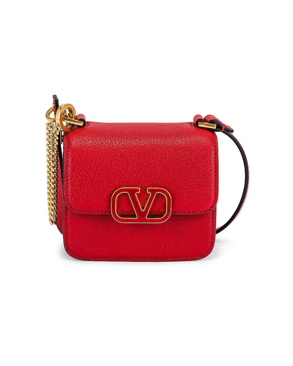 Image 1 of Valentino Garavani Micro VSling Shoulder Bag in Rouge Pur & Cerise