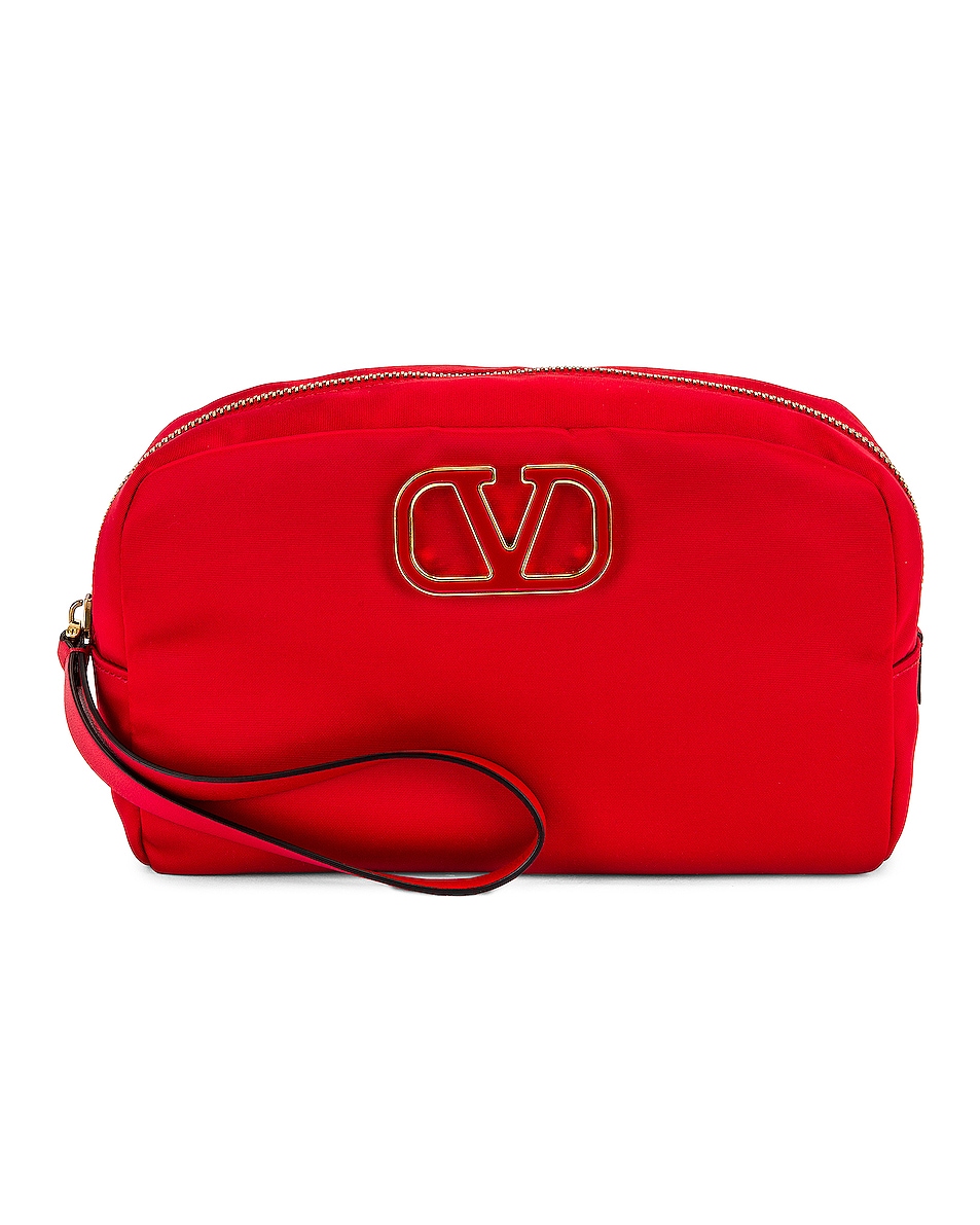 Image 1 of Valentino Garavani Large Cosmetic Case in Rouge Pur